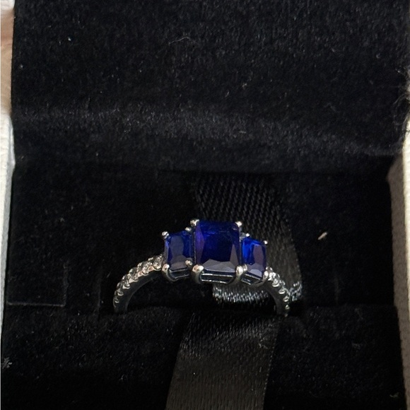 Pandora Silver Ring with Rich Blue Stones - Picture 2 of 3